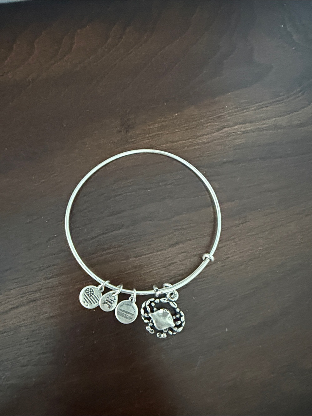 Alex and Ani Silver Tone Charm Bangle - Crab
